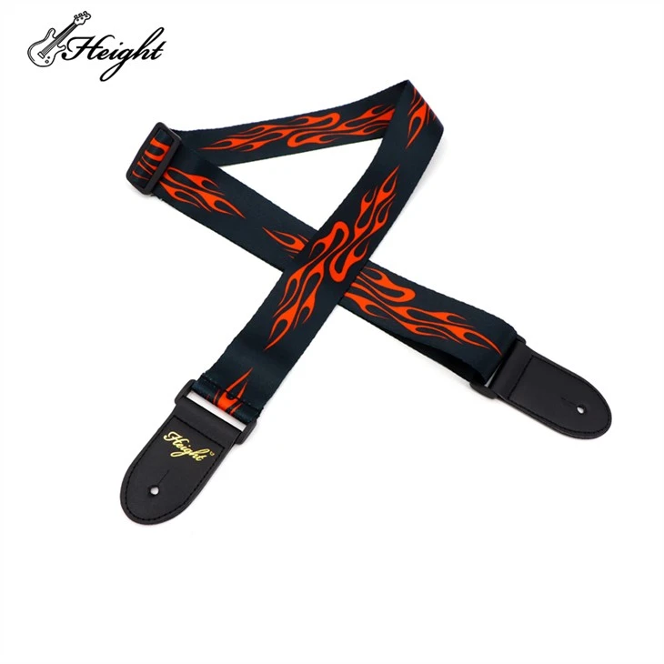 Flame Pattern Black Ukulele Strap
