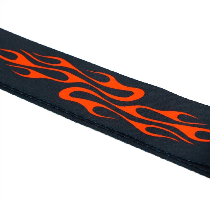 Flame Pattern Black Ukulele Strap